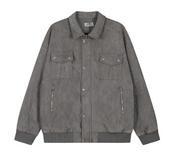 Star buckle suede design casual loose fashion trend jacket