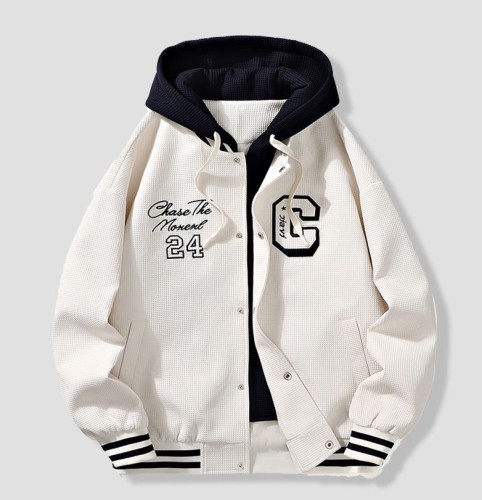 Loose casual hooded baseball jacket trend jacket