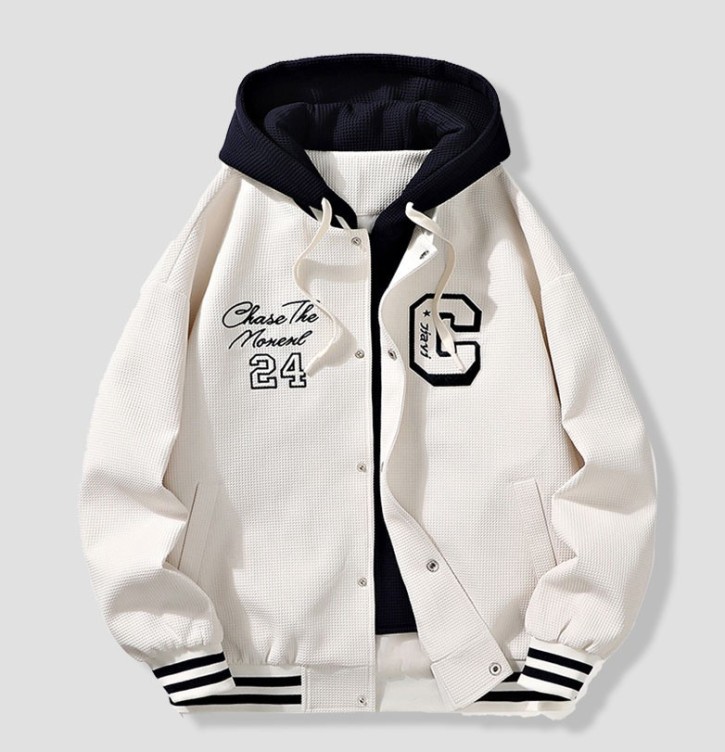 Loose casual hooded baseball jacket trend jacket
