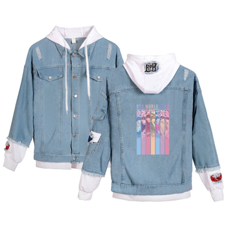 Hot stamping casual loose hooded fashion trend denim jacket