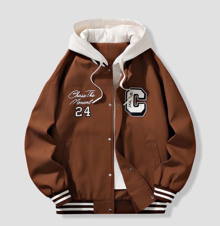 Loose casual hooded baseball jacket trend jacket