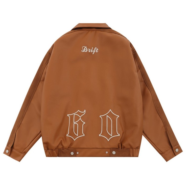 Spliced Letter Embroidery Loose Casual Jacket
