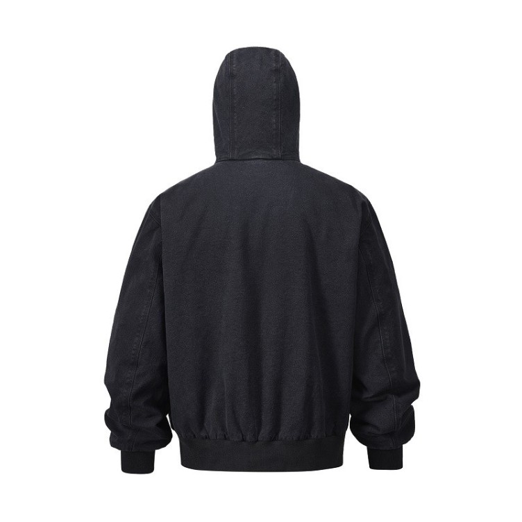 Vintage washed drawstring hooded loose trendy jacket