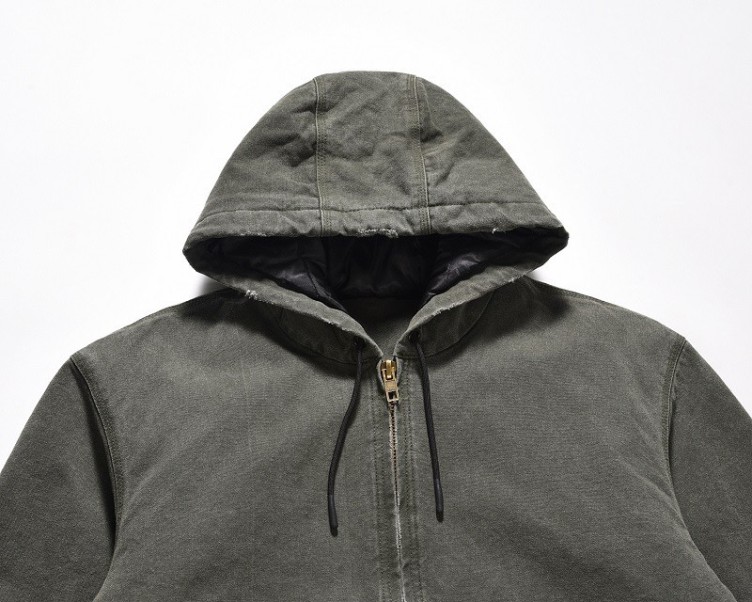Vintage washed drawstring hooded loose trendy jacket