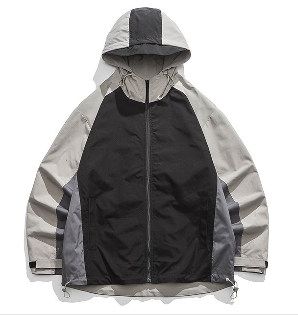 Retro Outdoor Contrast Panel Hooded Casual Jacket
