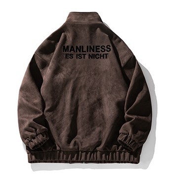 Flocking printed loose standing collar casual fashion trend jacket