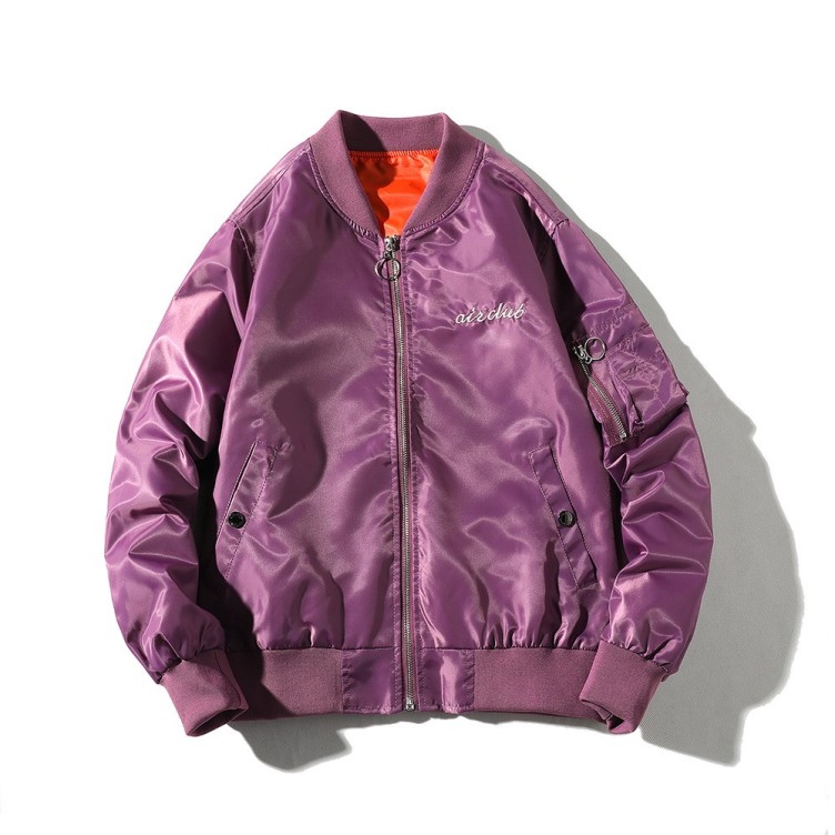 Embroidered hip-hop bomber jacket
