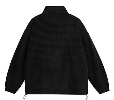 Printed zipper drawstring embroidered jacket