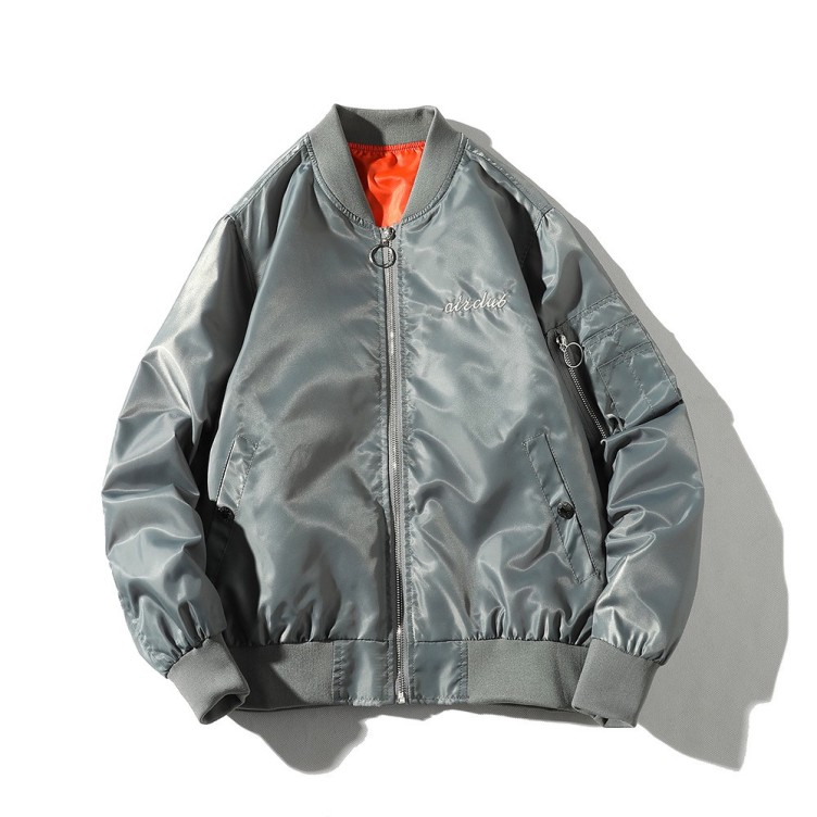 Embroidered hip-hop bomber jacket