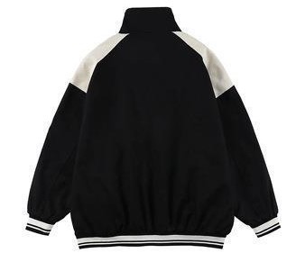 Letter embroidered bomber loose jacket
