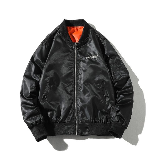 Embroidered hip-hop bomber jacket