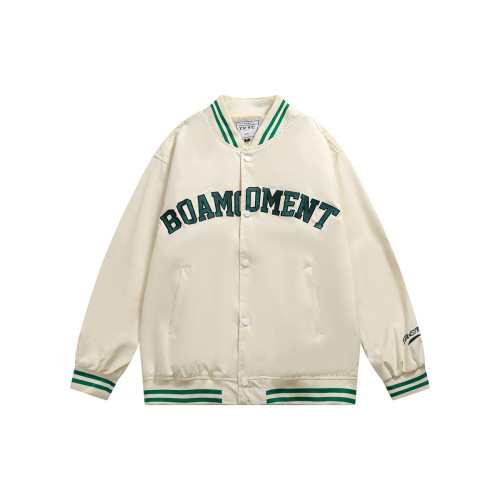 Hip Hop Letter Embroidered Baseball Jersey Loose Casual Jacket