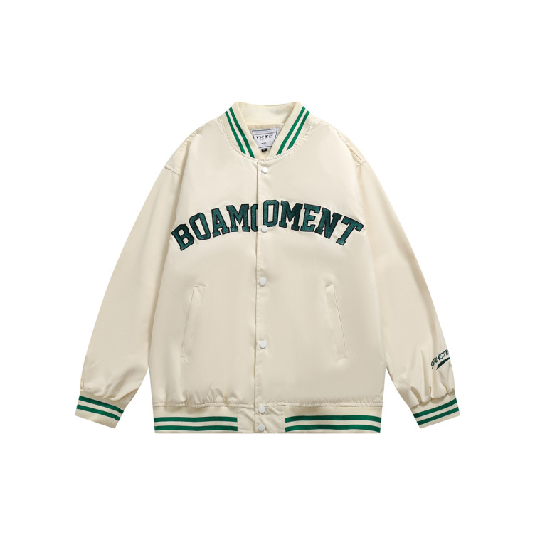 Hip Hop Letter Embroidered Baseball Jersey Loose Casual Jacket