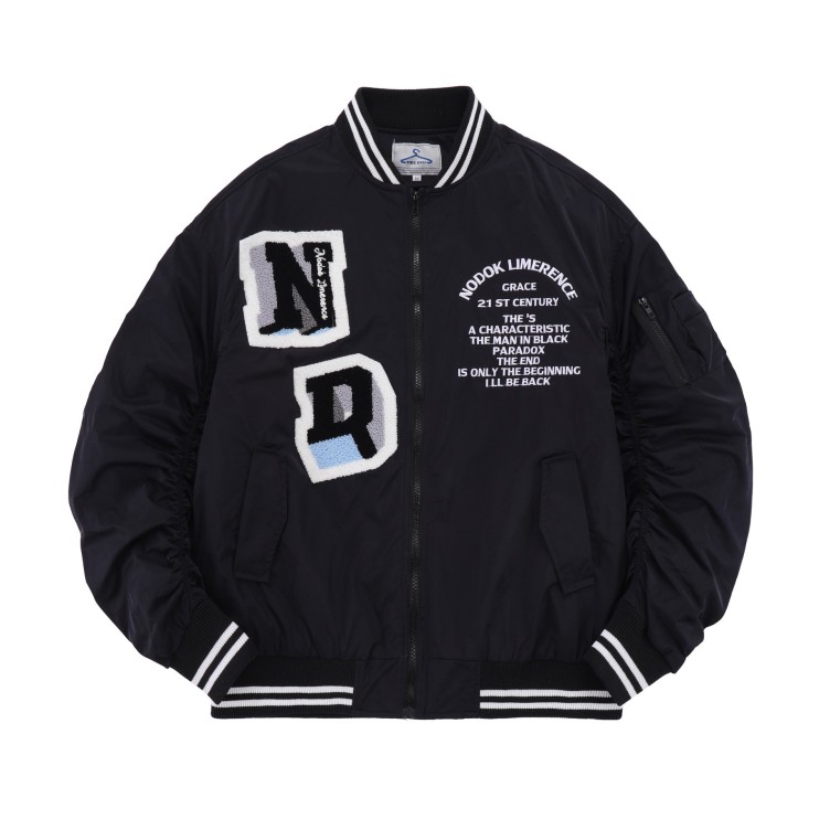 EMBROIDERED RUFFLE BOMBER JACKET