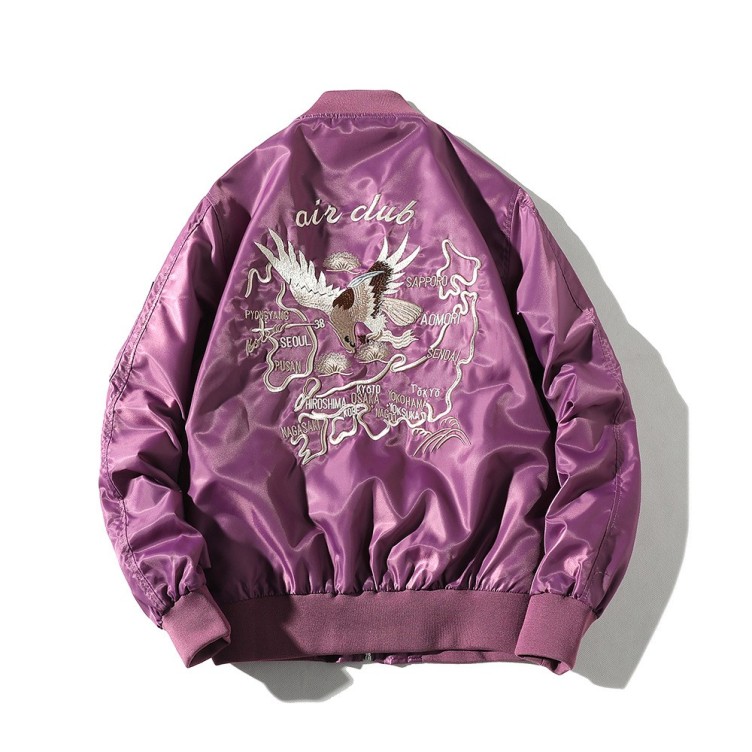 Embroidered hip-hop bomber jacket