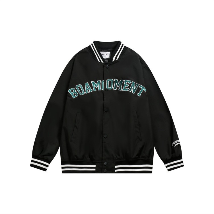 Hip Hop Letter Embroidered Baseball Jersey Loose Casual Jacket