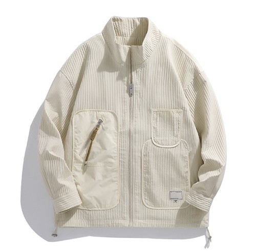 Casual stand collar solid color loose fitting jacket