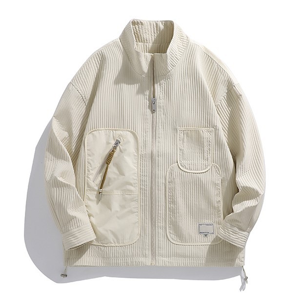 Casual stand collar solid color loose fitting jacket