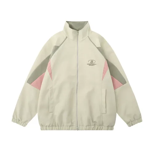 Sports loose casual color matching stand neck jacket