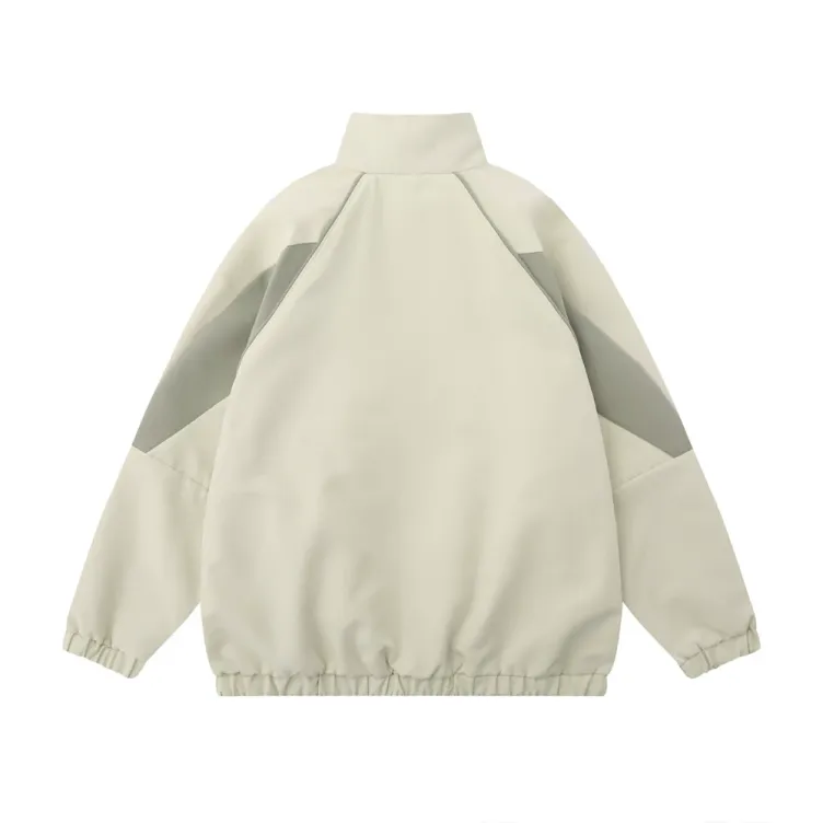 Sports loose casual color matching stand neck jacket