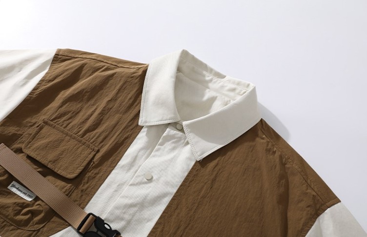 Fake two-piece color matching work suit with button up lapel jacket