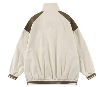 Letter embroidered loose contrast jacket