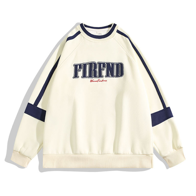 Round neck embroidery stitching contrasting sports sweatshirts