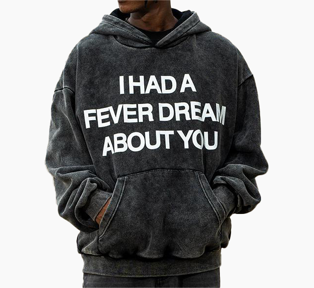 American retro simple English hip hop washed and distressed hoodies
