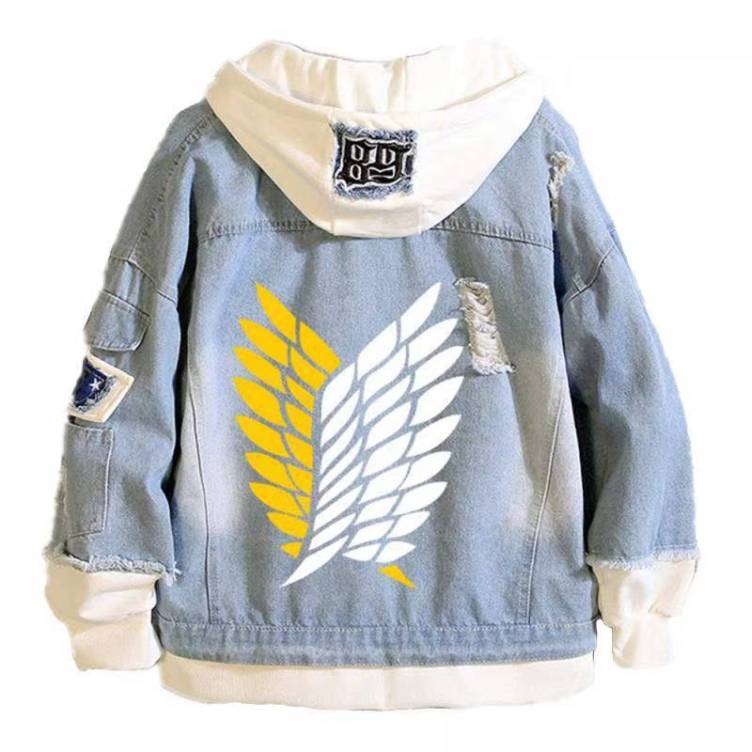 Attack on Titan Jacket BF Wind Hooded Wings of Liberty Denim Jacket