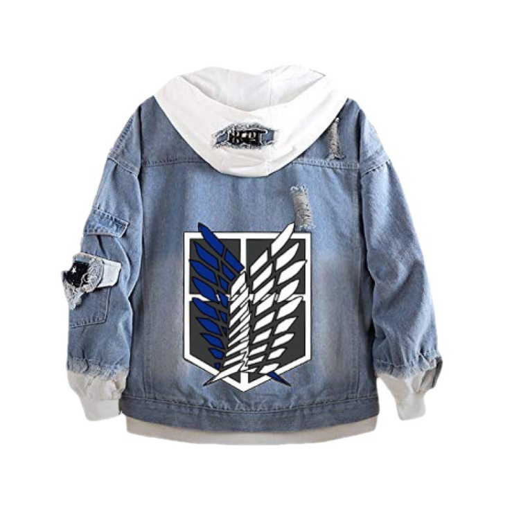 Attack on Titan Jacket BF Wind Hooded Wings of Liberty Denim Jacket