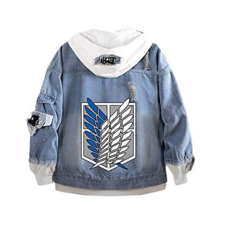 Attack on Titan Jacket BF Wind Hooded Wings of Liberty Denim Jacket