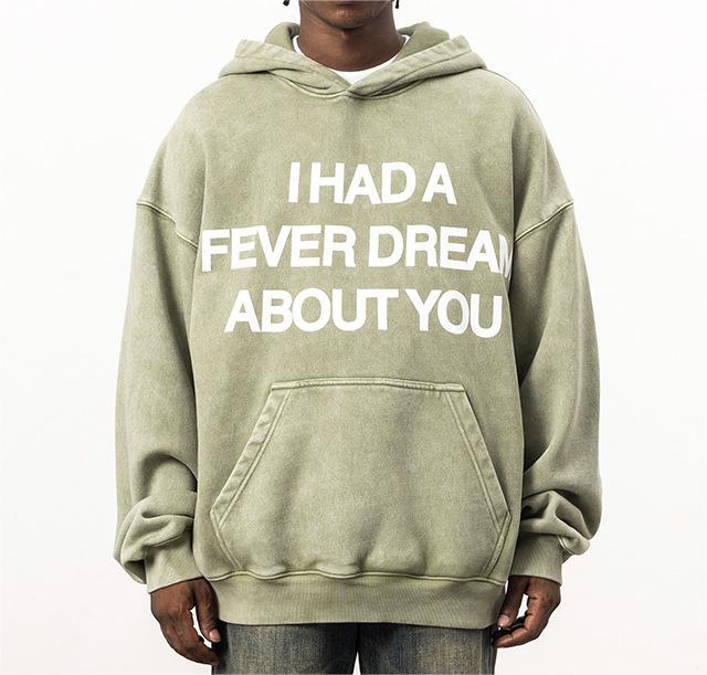 American retro simple English hip hop washed and distressed hoodies