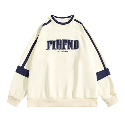 Round neck embroidery stitching contrasting sports sweatshirts