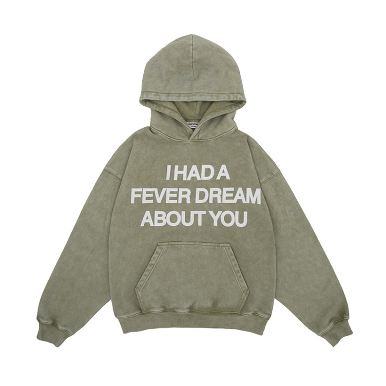 American retro simple English hip hop washed and distressed hoodies