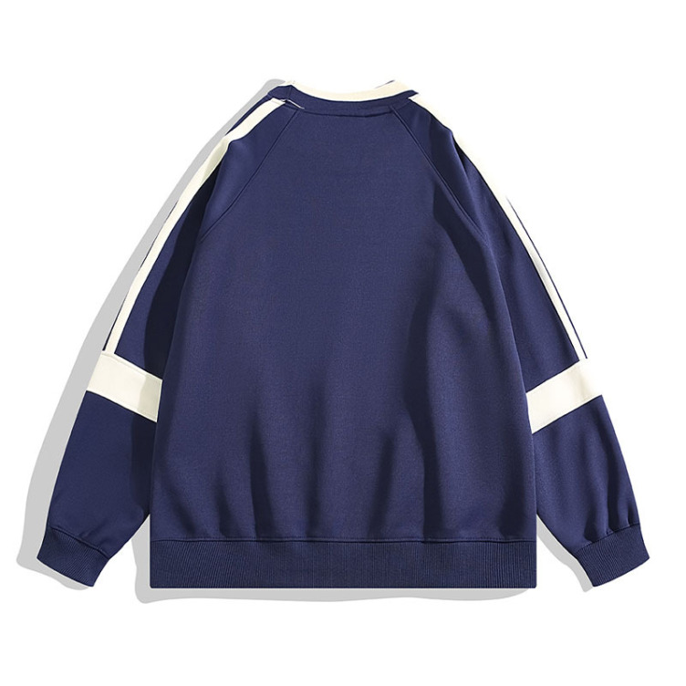 Round neck embroidery stitching contrasting sports sweatshirts