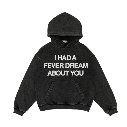 American retro simple English hip hop washed and distressed hoodies