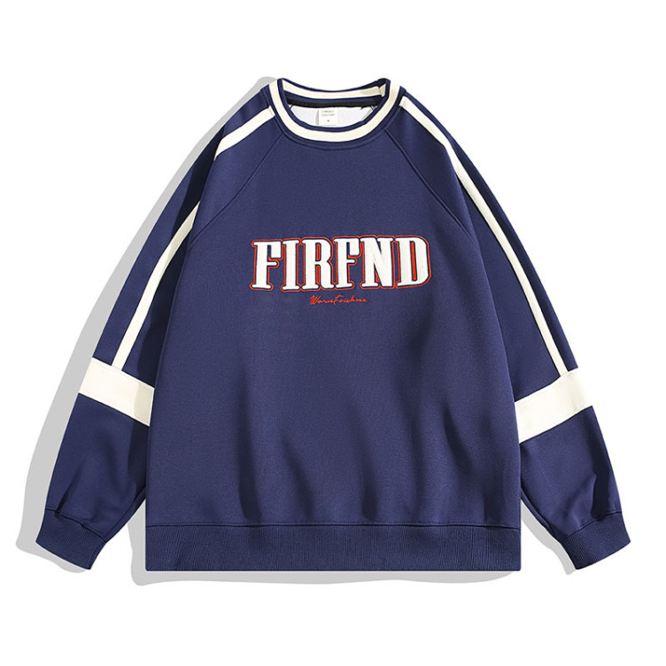 Round neck embroidery stitching contrasting sports sweatshirts