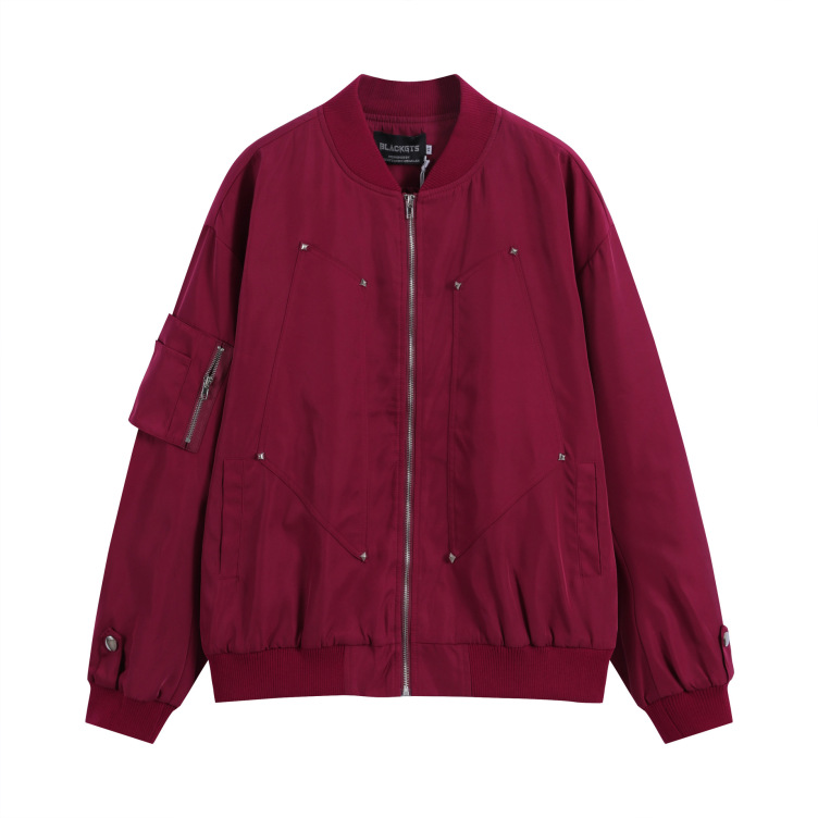 Pilot solid color stand collar motorcycle versatile Jacket