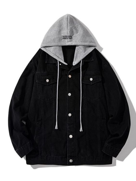 Denim loose and versatile hooded casual workwear Jacket