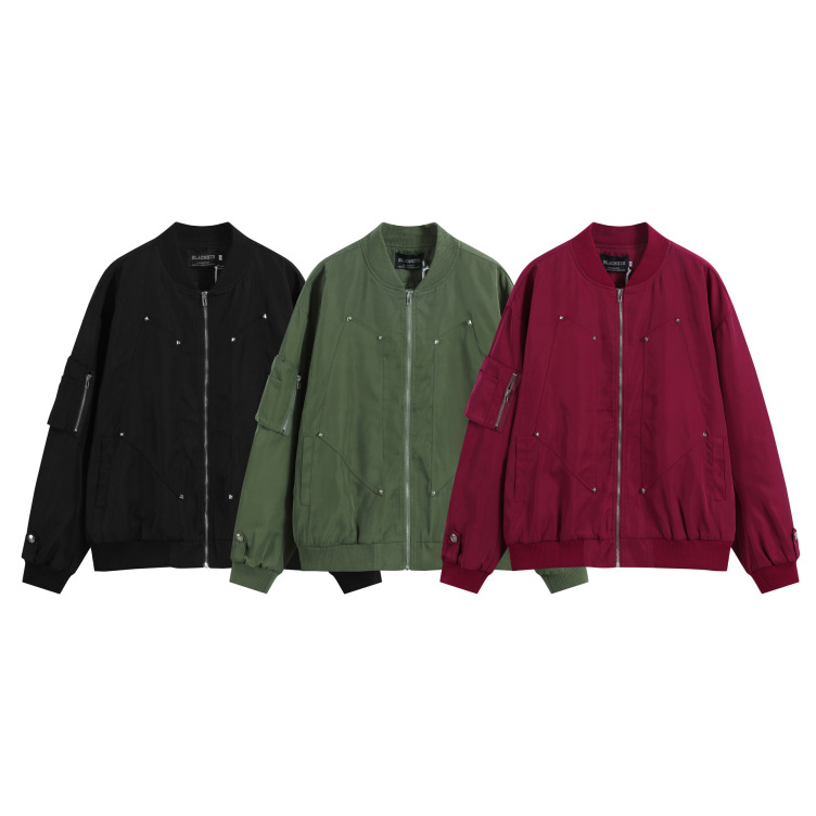 Pilot solid color stand collar motorcycle versatile Jacket
