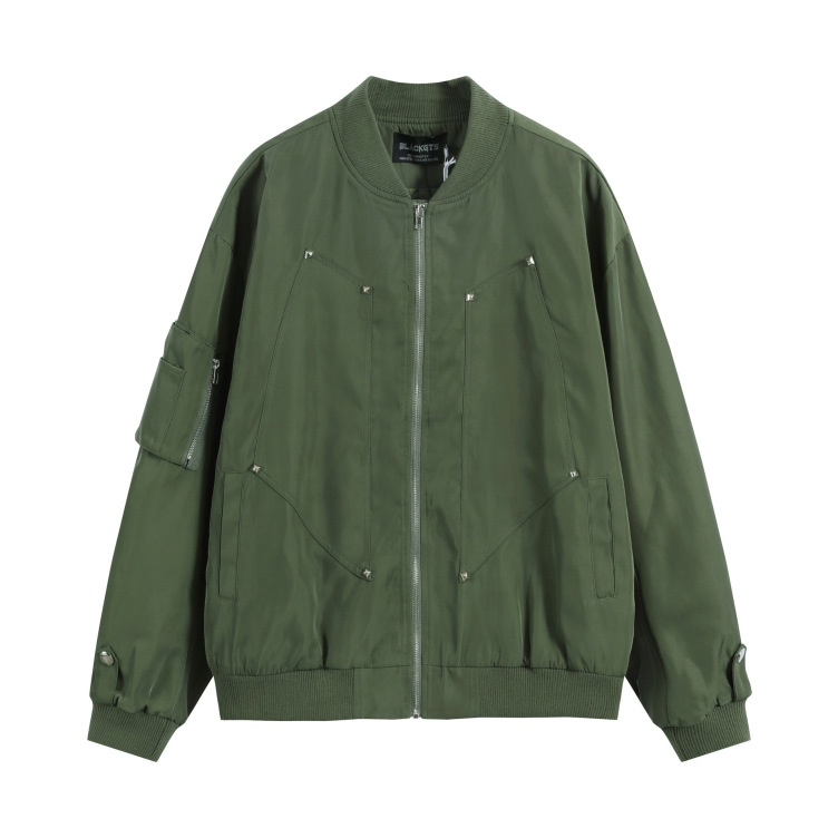 Pilot solid color stand collar motorcycle versatile Jacket