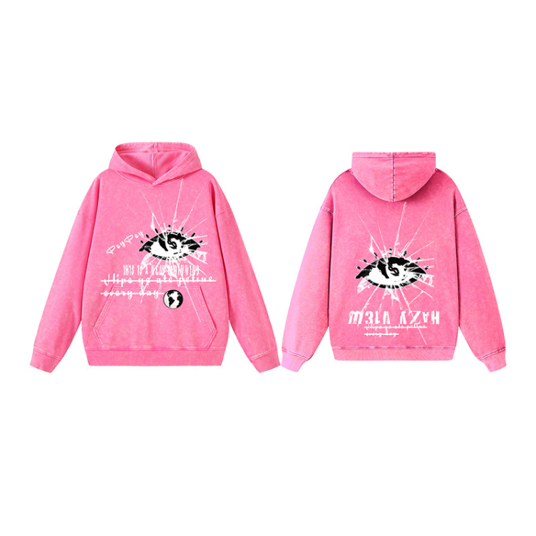 350G heavy washed distressed casual personalized print hoodies