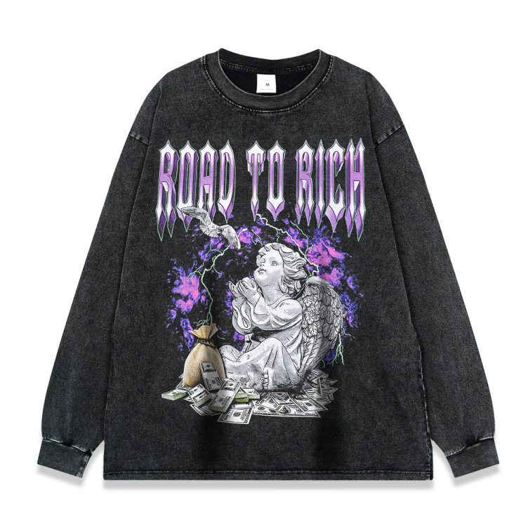 260g heavy fried snowflake retro high street loose sweatshirts