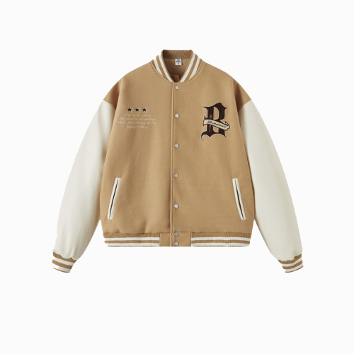 Boyish Towel Embroidered Baseball Jersey Loose PU Embroidery Jacket