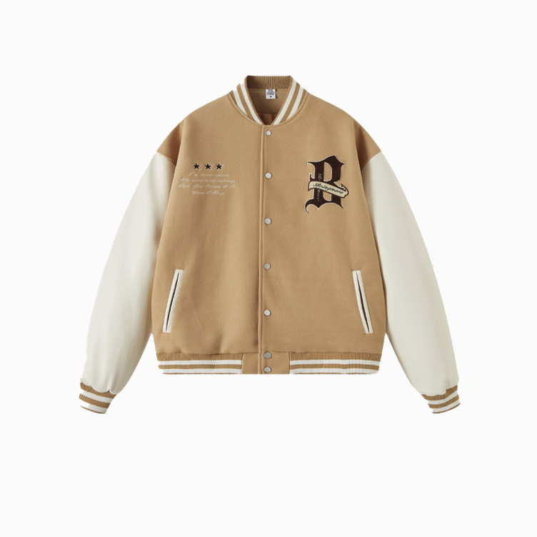 Boyish Towel Embroidered Baseball Jersey Loose PU Embroidery Jacket