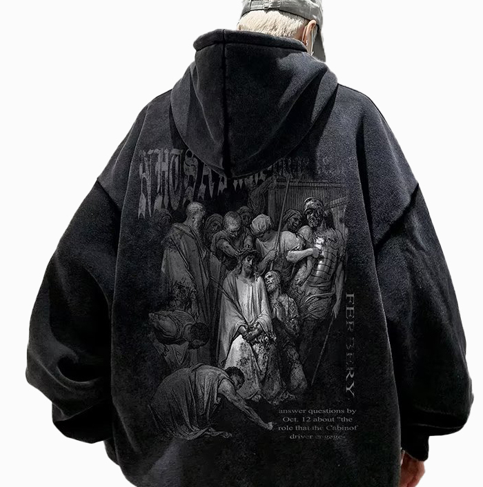 Washed cotton retro dark hiphop high street hoodies