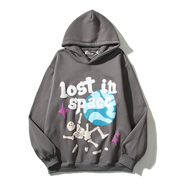 American high street retro graffiti foam letter print hoodies