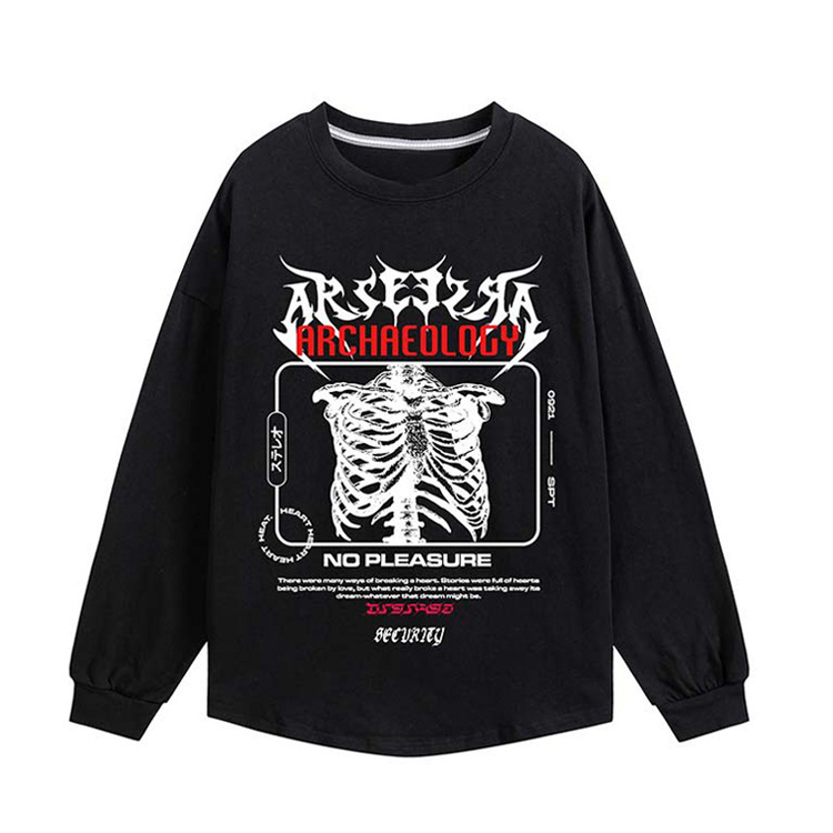 Skull print hip hop loose and versatile sweatshirts