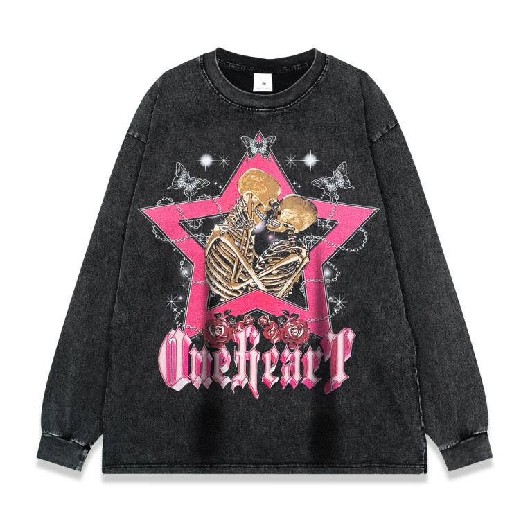 260g heavy fried snowflake retro high street loose sweatshirts