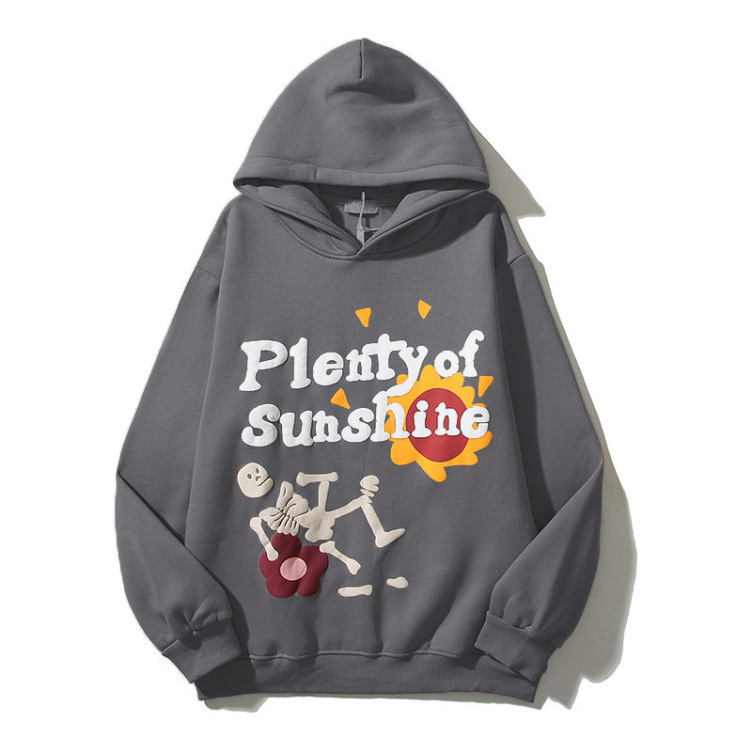 American high street retro graffiti foam letter print hoodies